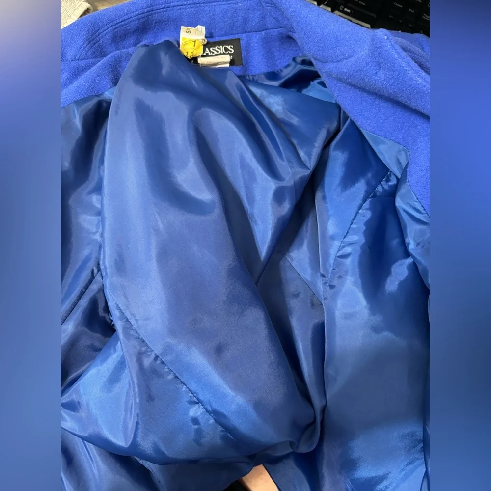 Classics By S. Rothschild Women's 100% Wool Pea Coat Royal Blue size 8 READ
